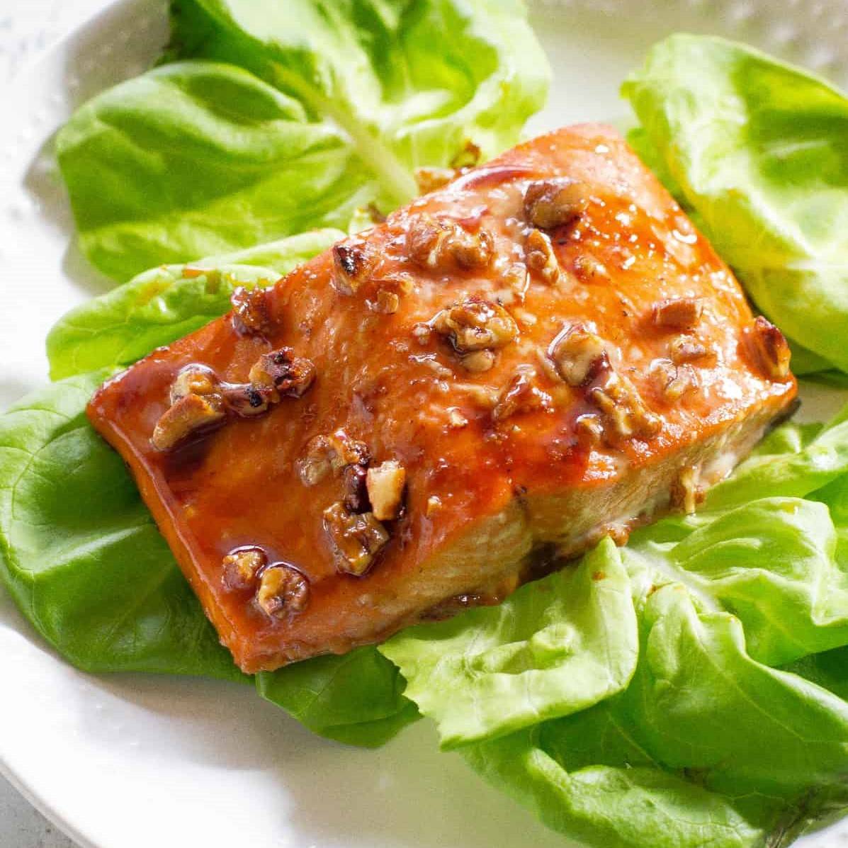 Salmon with Pecan Honey Glaze