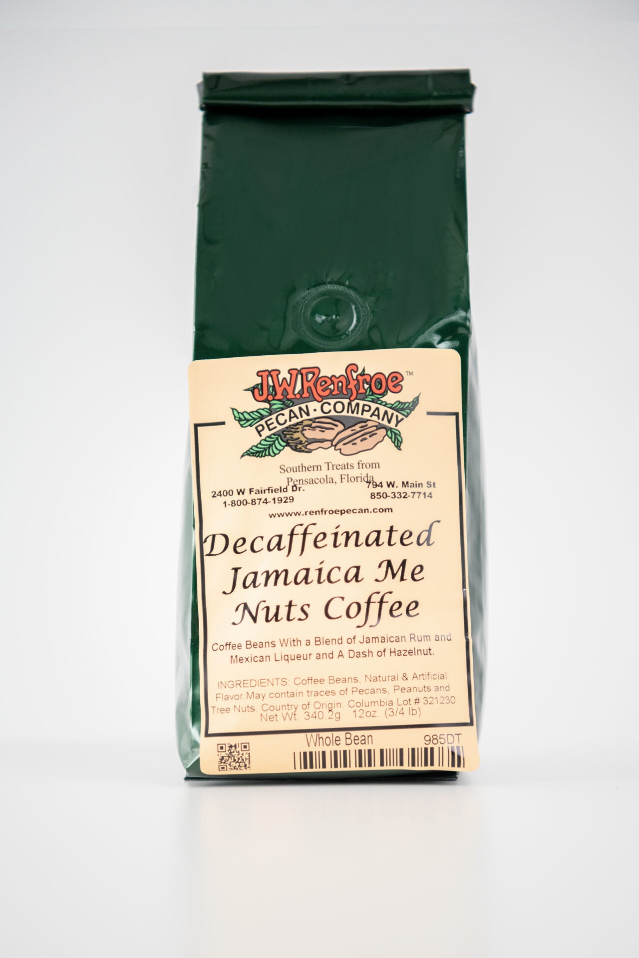 Jamaica Me Nuts Coffee Decaf J.W. Renfroe Pecan Company