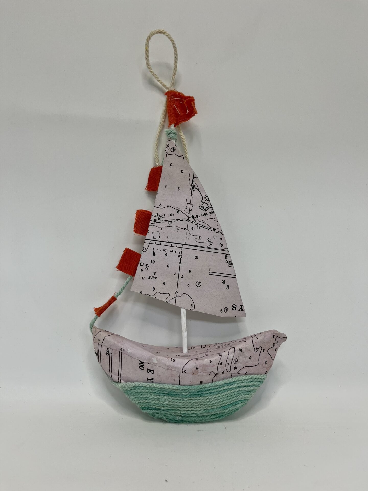 Paper Mache Sailboat Ornament