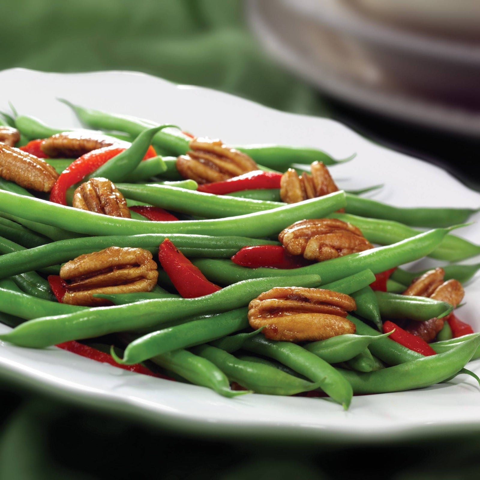 Green Beans with Roasted Red Peppers & Spiced Pecans