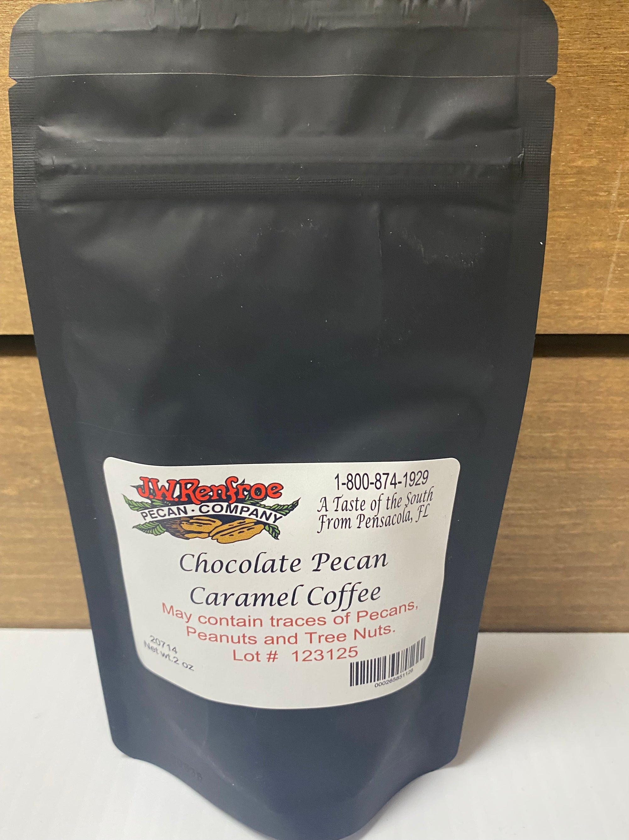 Chocolate Pecan Caramel Coffee Ground 2oz - Renfroe Pecan Company, Pensacola FL