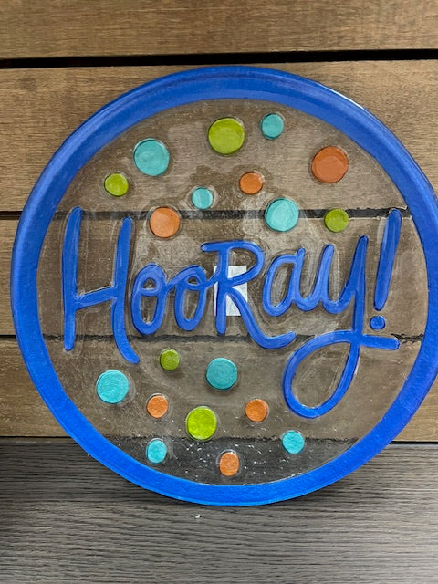 Glass Plate "Hooray"