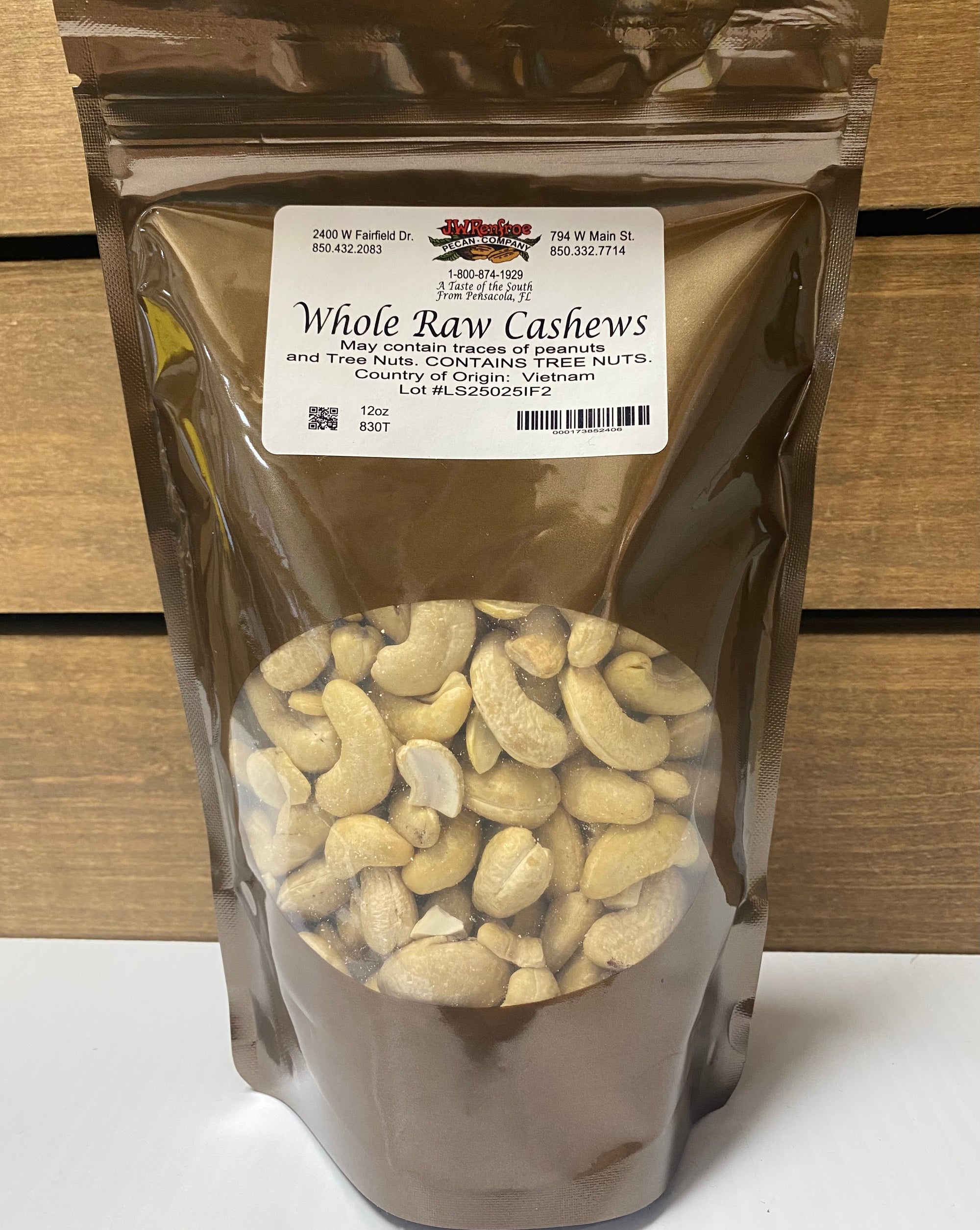Whole Raw Cashews 12 oz